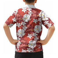 Red Hawaiian Hibiscus Monstera Hawaiian Shirt Grunge Stylized LT01 - Polynesian Pride