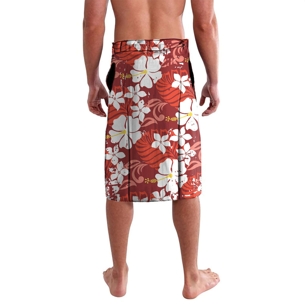 Red Hawaiian Hibiscus Monstera Lavalava Grunge Stylized LT01 - Polynesian Pride