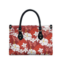Red Hawaiian Hibiscus Monstera Leather Bag Grunge Stylized LT01 - Polynesian Pride