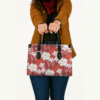 Red Hawaiian Hibiscus Monstera Leather Bag Grunge Stylized LT01 - Polynesian Pride