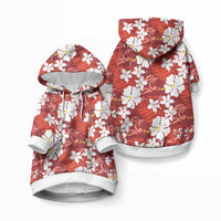 Red Hawaiian Hibiscus Monstera Pet Hoodie Grunge Stylized LT01 Pullover Red - Polynesian Pride