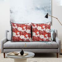Red Hawaiian Hibiscus Monstera Pillow Cover Grunge Stylized LT01 - Polynesian Pride