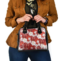 Red Hawaiian Hibiscus Monstera Shoulder Handbag Grunge Stylized LT01 - Polynesian Pride