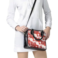 Red Hawaiian Hibiscus Monstera Shoulder Handbag Grunge Stylized LT01 - Polynesian Pride