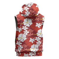 Red Hawaiian Hibiscus Monstera Sleeveless Hoodie Grunge Stylized LT01 - Polynesian Pride