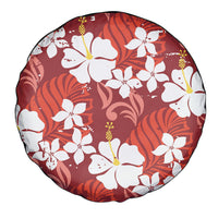 Red Hawaiian Hibiscus Monstera Spare Tire Cover Grunge Stylized LT01 - Polynesian Pride