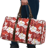 Red Hawaiian Hibiscus Monstera Travel Bag Grunge Stylized LT01 - Polynesian Pride