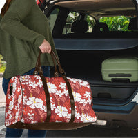 Red Hawaiian Hibiscus Monstera Travel Bag Grunge Stylized LT01 - Polynesian Pride