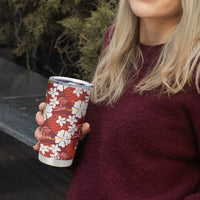 Red Hawaiian Hibiscus Monstera Tumbler Cup Grunge Stylized LT01 - Polynesian Pride