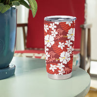 Red Hawaiian Hibiscus Monstera Tumbler Cup Grunge Stylized LT01 - Polynesian Pride