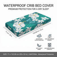 Teal Hawaiian Hibiscus Monstera Baby Bed Cover Grunge Stylized LT01 - Polynesian Pride