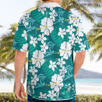 Teal Hawaiian Hibiscus Monstera Hawaiian Shirt Grunge Stylized LT01 - Polynesian Pride