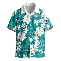 Teal Hawaiian Hibiscus Monstera Kid Hawaiian Shirt Grunge Stylized LT01 - Polynesian Pride