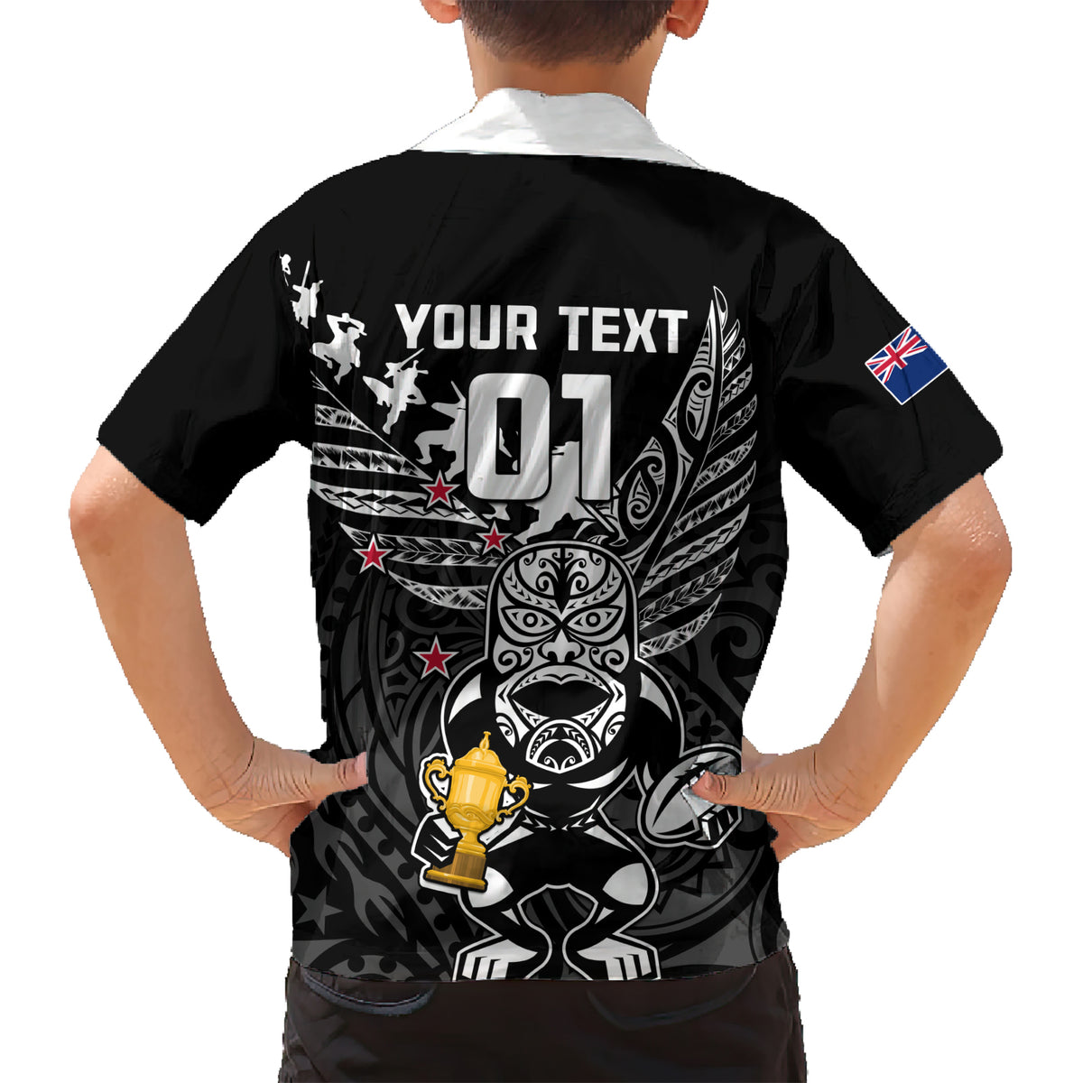 Custom New Zealand Silver Fern Rugby Kid Hawaiian Shirt Aotearoa Champion 2023 World Cup LT01 - Polynesian Pride