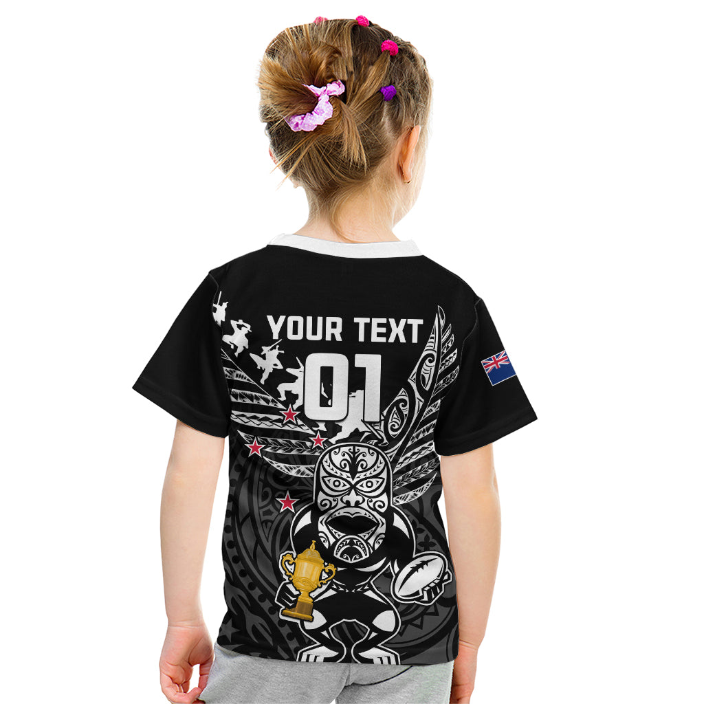 Custom New Zealand Silver Fern Rugby Kid T Shirt Aotearoa Champion 2023 World Cup LT01 - Polynesian Pride