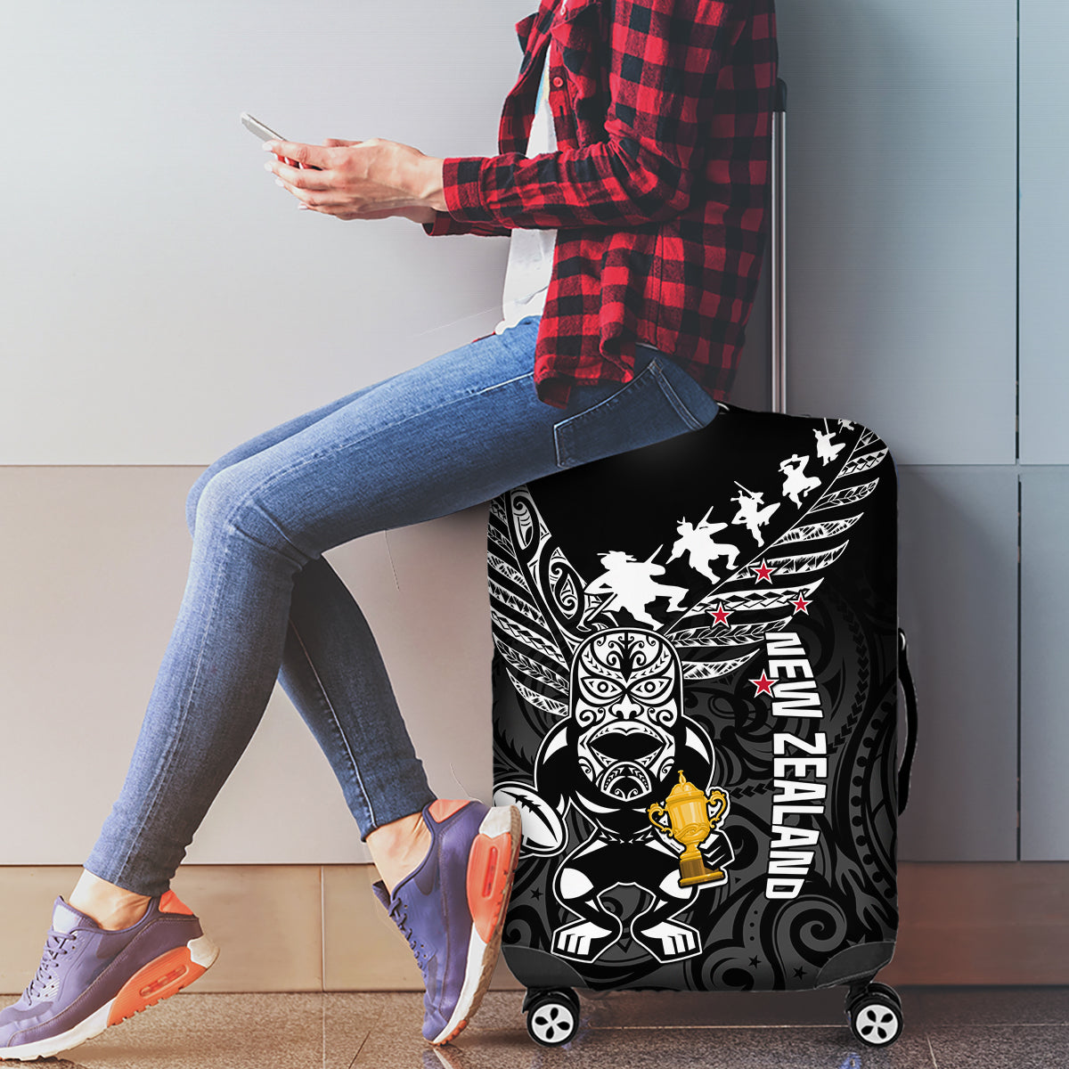 New Zealand Silver Fern Rugby Luggage Cover Aotearoa Champion 2023 World Cup LT01 - Polynesian Pride