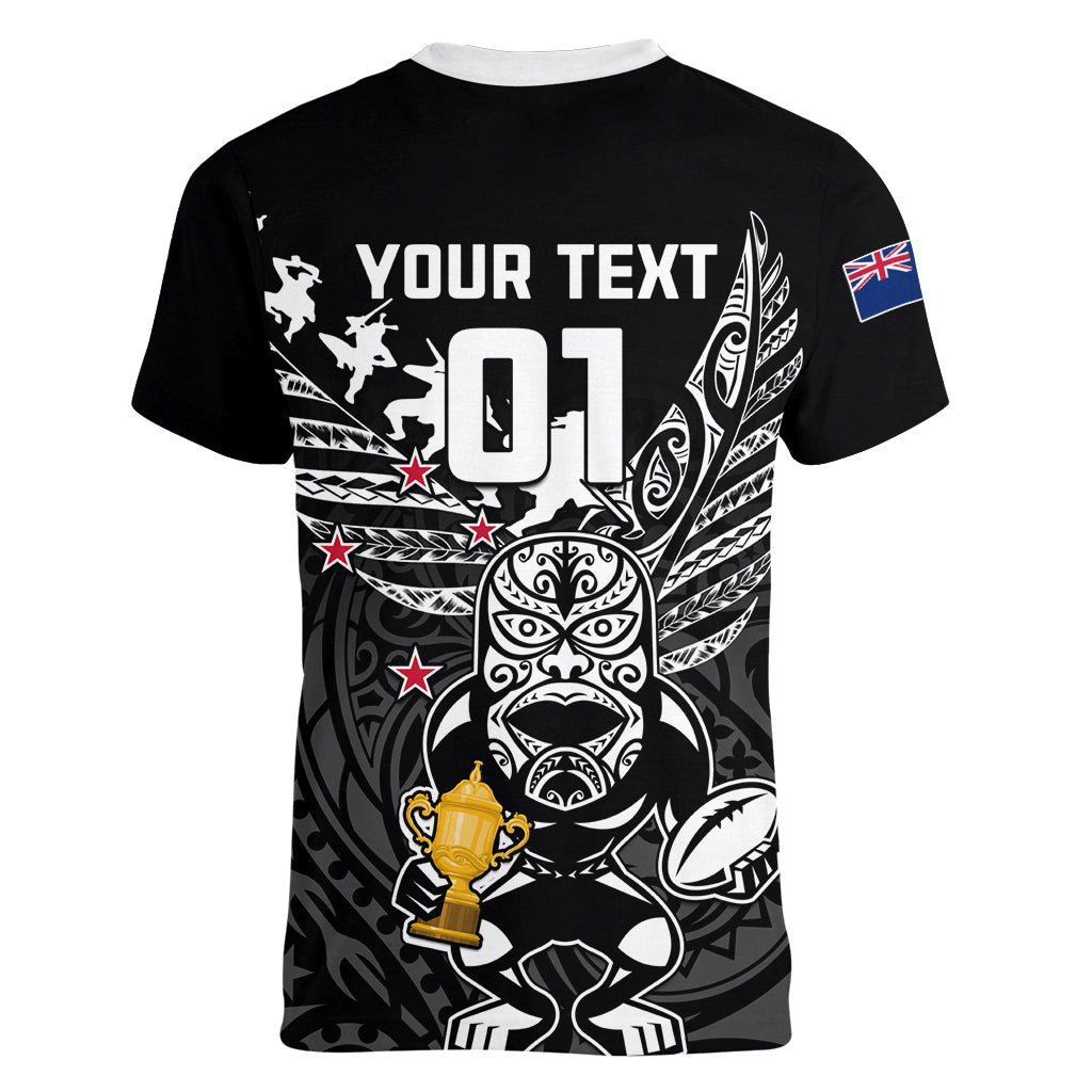 Custom New Zealand Silver Fern Rugby Women V Neck T Shirt Aotearoa Champion 2023 World Cup LT01 - Polynesian Pride