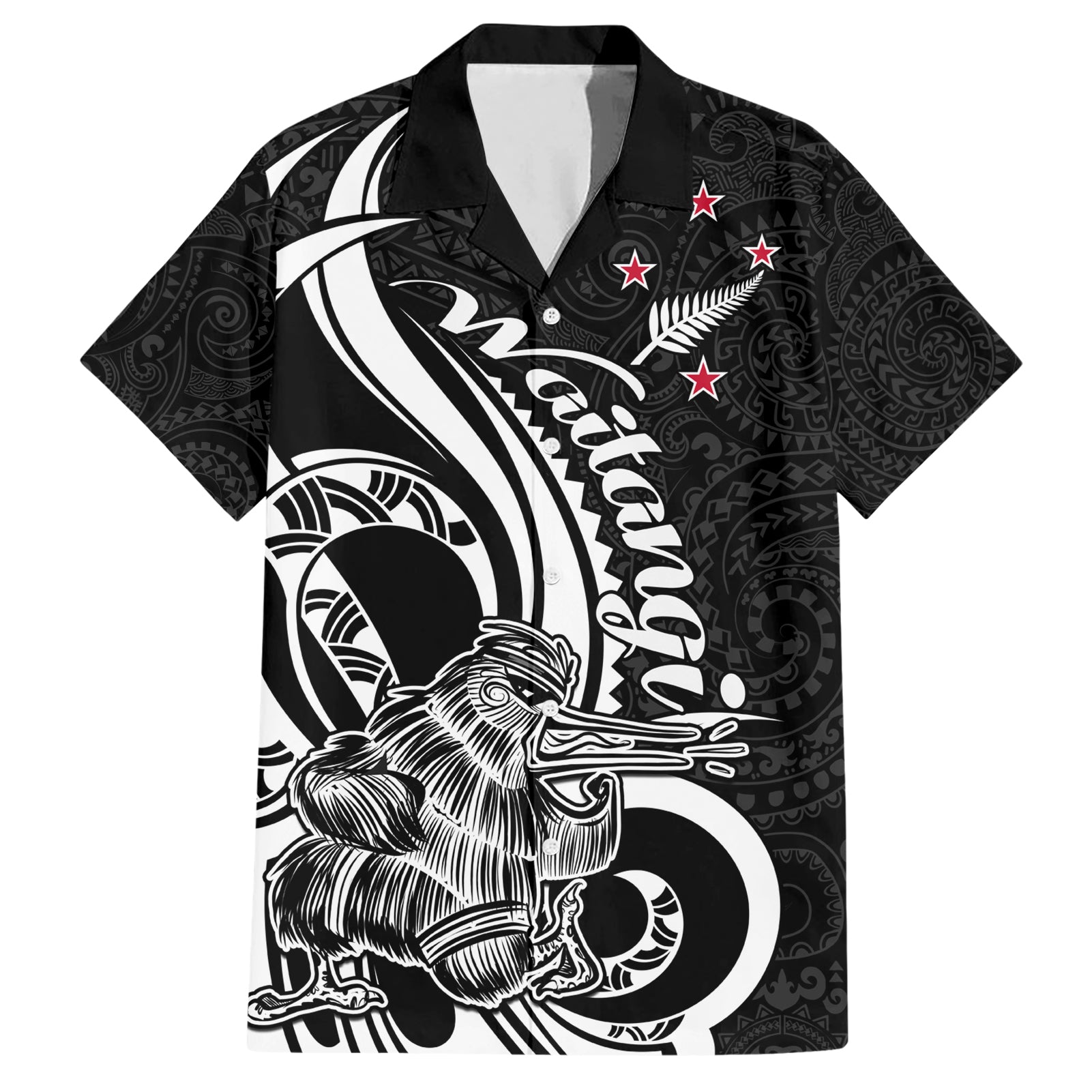 New Zealand Waitangi Day Hawaiian Shirt Aotearoa Te Tiriti O Waitangi Kiwi Black Version LT01 Black - Polynesian Pride