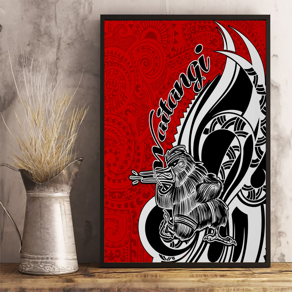 New Zealand Waitangi Day Canvas Wall Art Aotearoa Te Tiriti O Waitangi Kiwi Red Version LT01 - Polynesian Pride