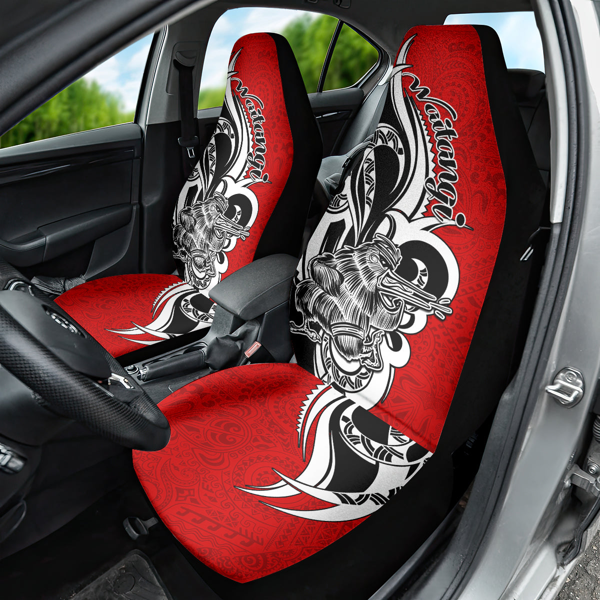 New Zealand Waitangi Day Car Seat Cover Aotearoa Te Tiriti O Waitangi Kiwi Red Version LT01 - Polynesian Pride