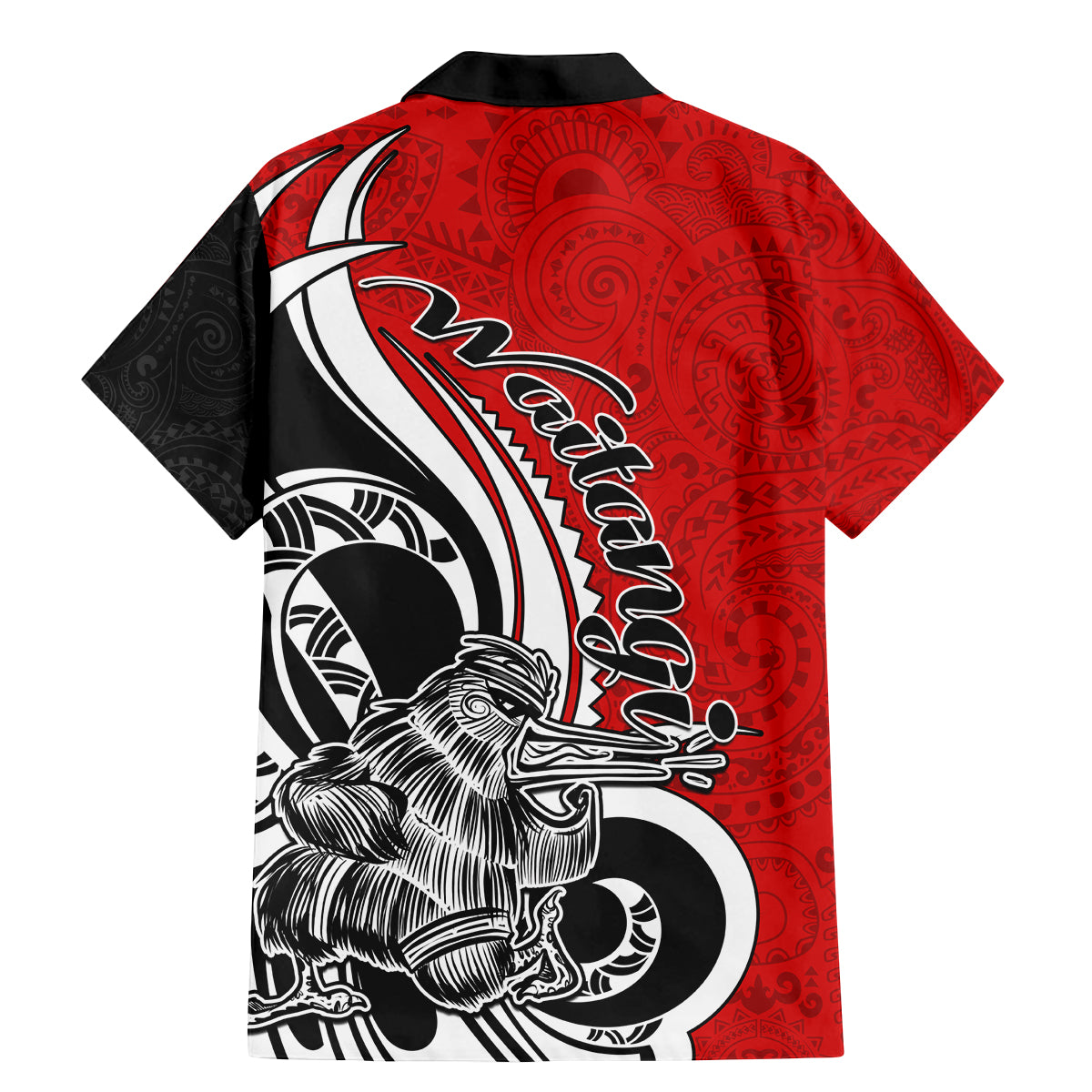 New Zealand Waitangi Day Family Matching Mermaid Dress and Hawaiian Shirt Aotearoa Te Tiriti O Waitangi Kiwi Red Version LT01 - Polynesian Pride