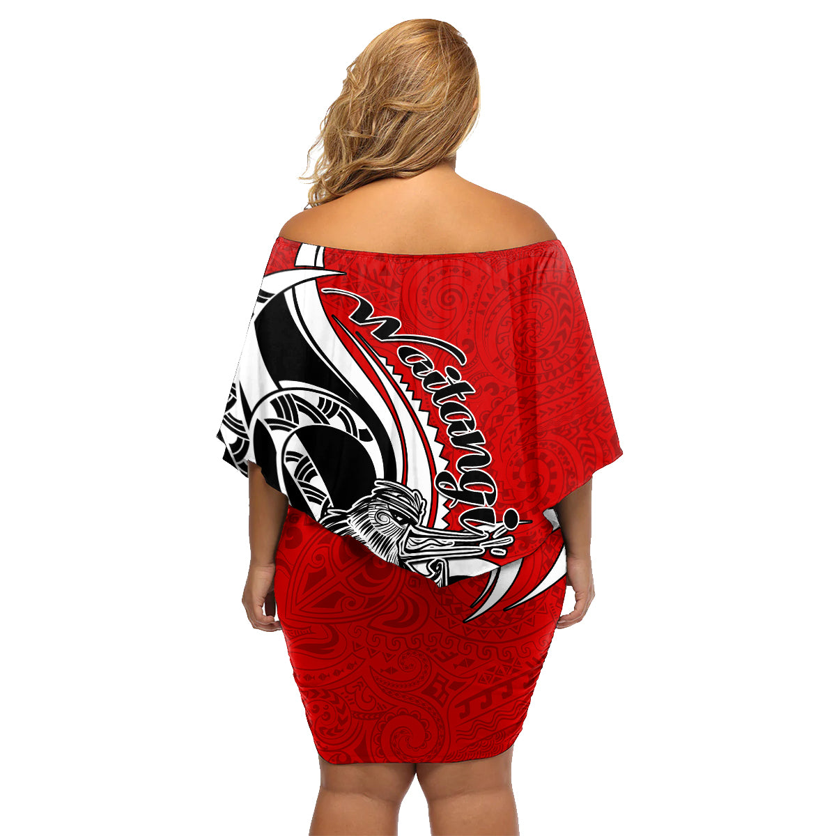 New Zealand Waitangi Day Family Matching Off Shoulder Short Dress and Hawaiian Shirt Aotearoa Te Tiriti O Waitangi Kiwi Red Version LT01 - Polynesian Pride