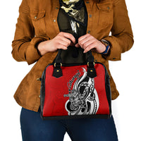 New Zealand Waitangi Day Shoulder Handbag Aotearoa Te Tiriti O Waitangi Kiwi Red Version LT01 - Polynesian Pride