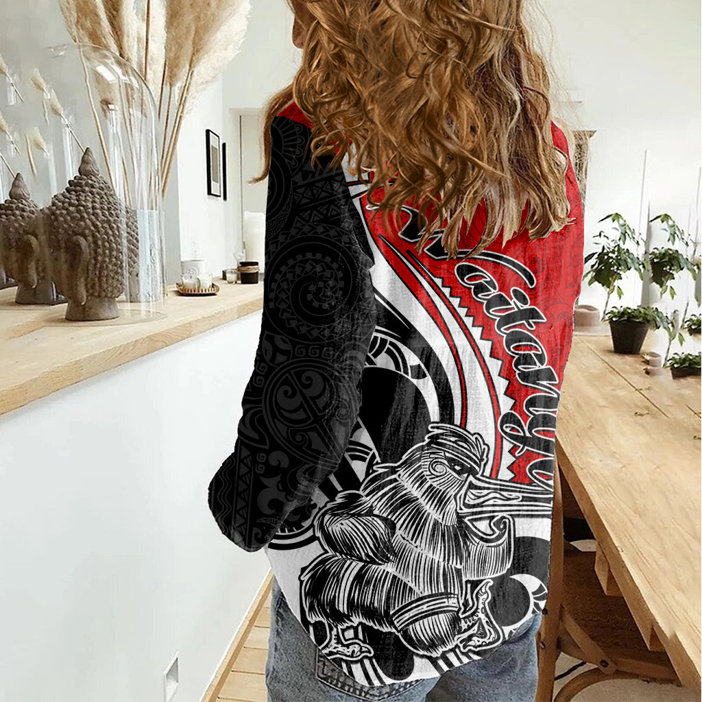 New Zealand Waitangi Day Women Casual Shirt Aotearoa Te Tiriti O Waitangi Kiwi Red Version LT01 - Polynesian Pride