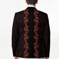 Hawaii Japan Koi Fish Red Blazer Tapa Pattern - Polynesian Pride
