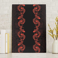 Hawaii Japan Koi Fish Red Canvas Wall Art Tapa Pattern - Polynesian Pride