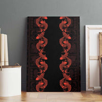 Hawaii Japan Koi Fish Red Canvas Wall Art Tapa Pattern - Polynesian Pride