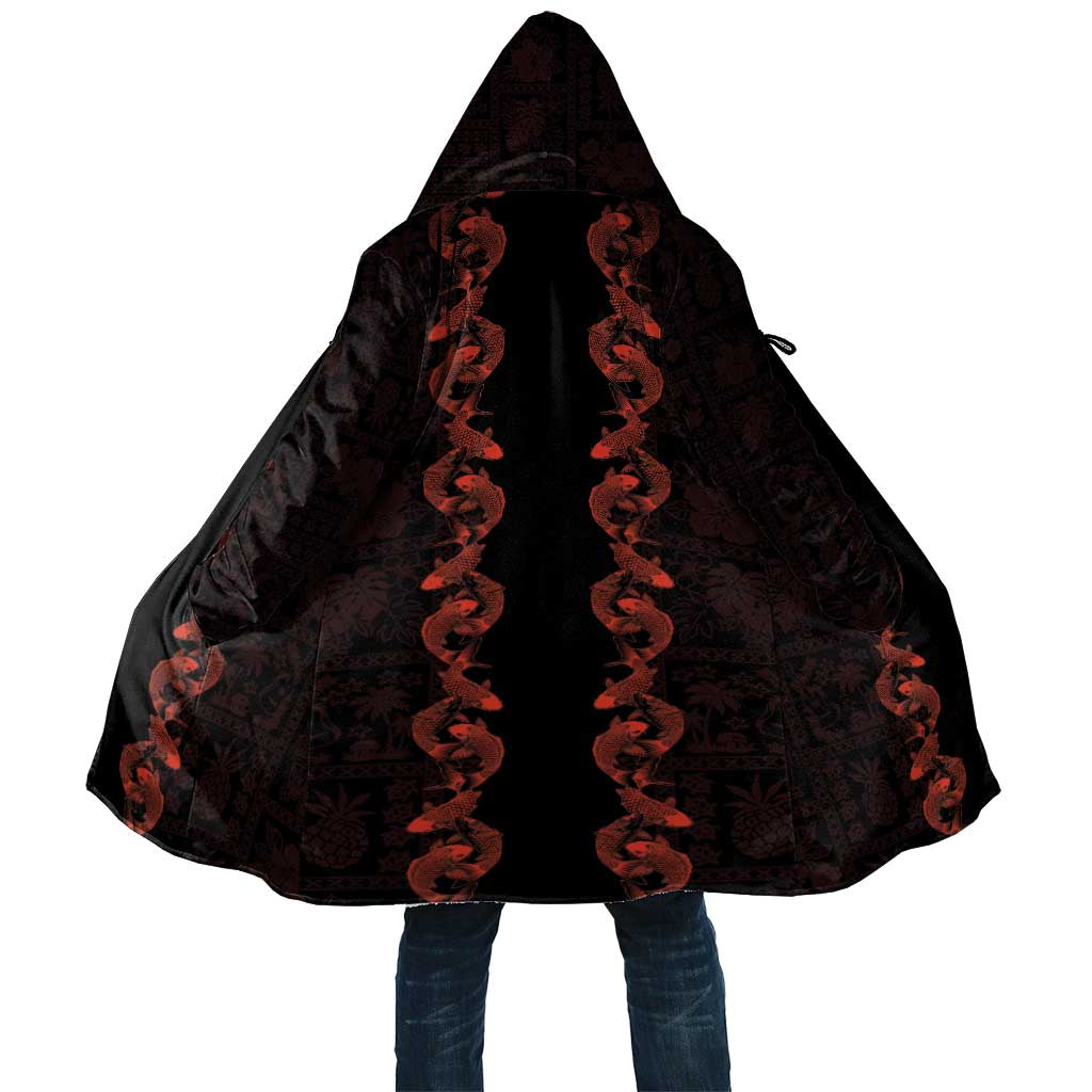 Hawaii Japan Koi Fish Red Cloak Tapa Pattern - Polynesian Pride