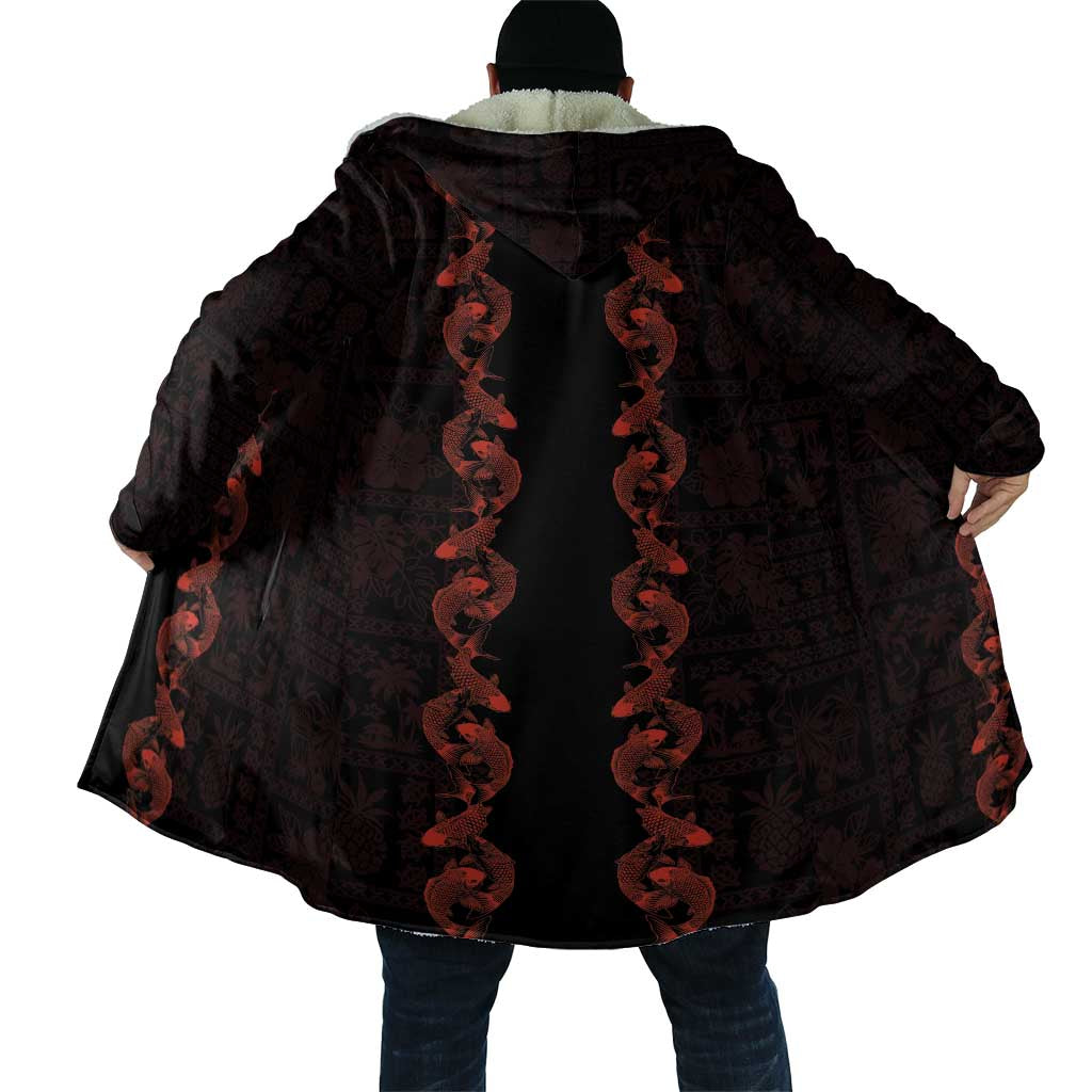 Hawaii Japan Koi Fish Red Cloak Tapa Pattern - Polynesian Pride