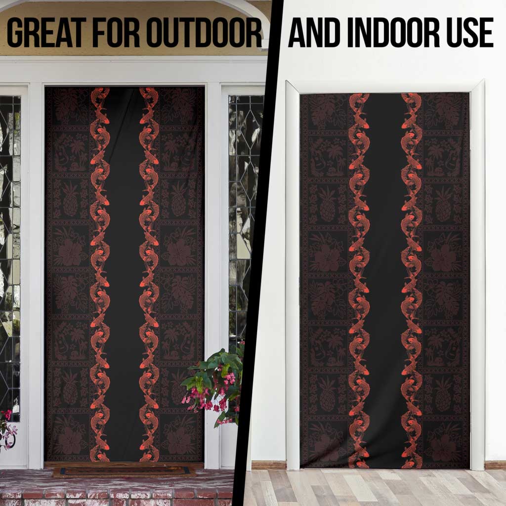 Hawaii Japan Koi Fish Red Door Cover Tapa Pattern - Polynesian Pride