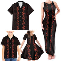 Hawaii Japan Koi Fish Red Family Matching Tank Maxi Dress and Hawaiian Shirt Tapa Pattern LT01 - Polynesian Pride