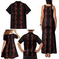 Hawaii Japan Koi Fish Red Family Matching Tank Maxi Dress and Hawaiian Shirt Tapa Pattern LT01 - Polynesian Pride