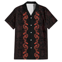 Hawaii Japan Koi Fish Red Family Matching Tank Maxi Dress and Hawaiian Shirt Tapa Pattern LT01 Dad's Shirt - Short Sleeve Red - Polynesian Pride