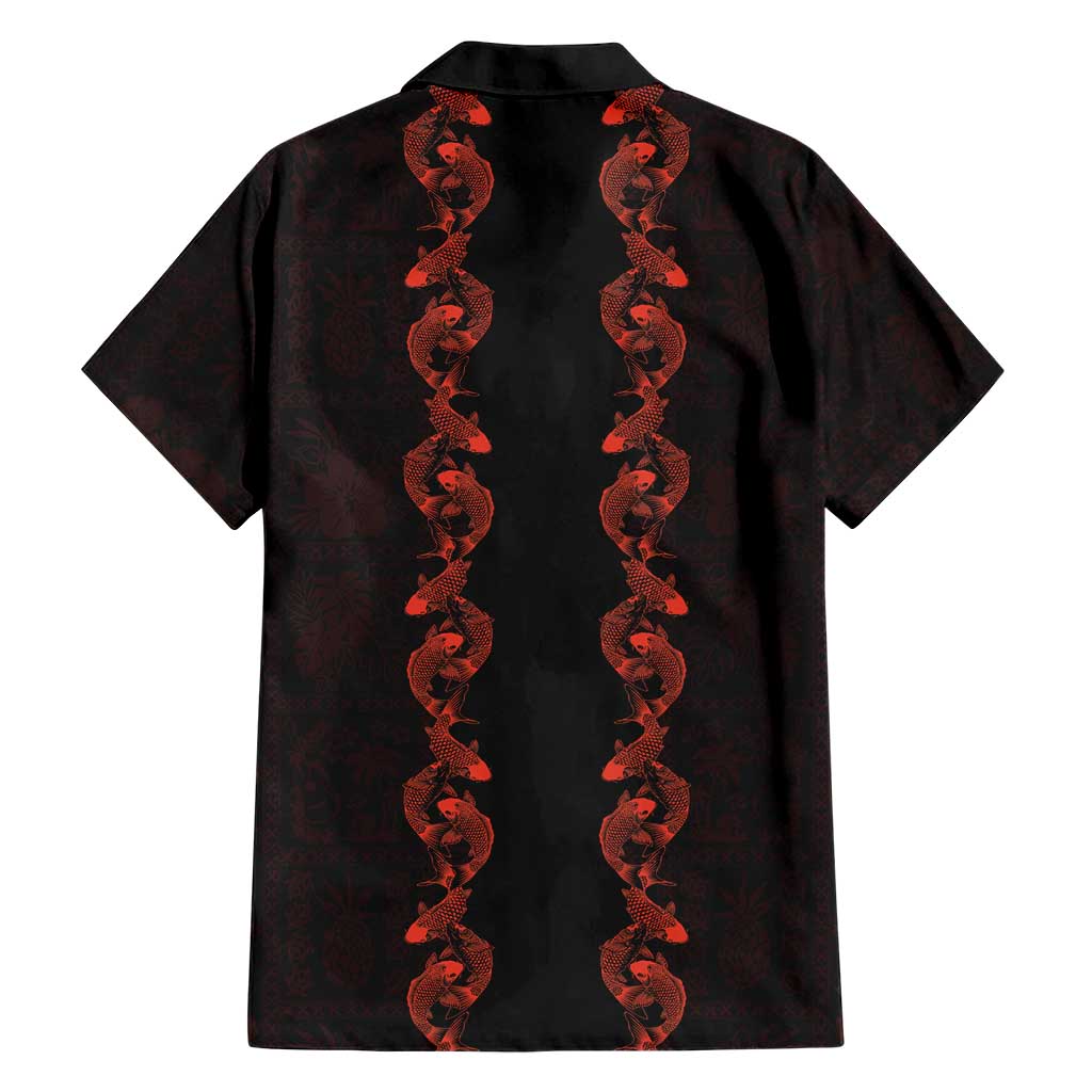 Hawaii Japan Koi Fish Red Family Matching Tank Maxi Dress and Hawaiian Shirt Tapa Pattern LT01 - Polynesian Pride
