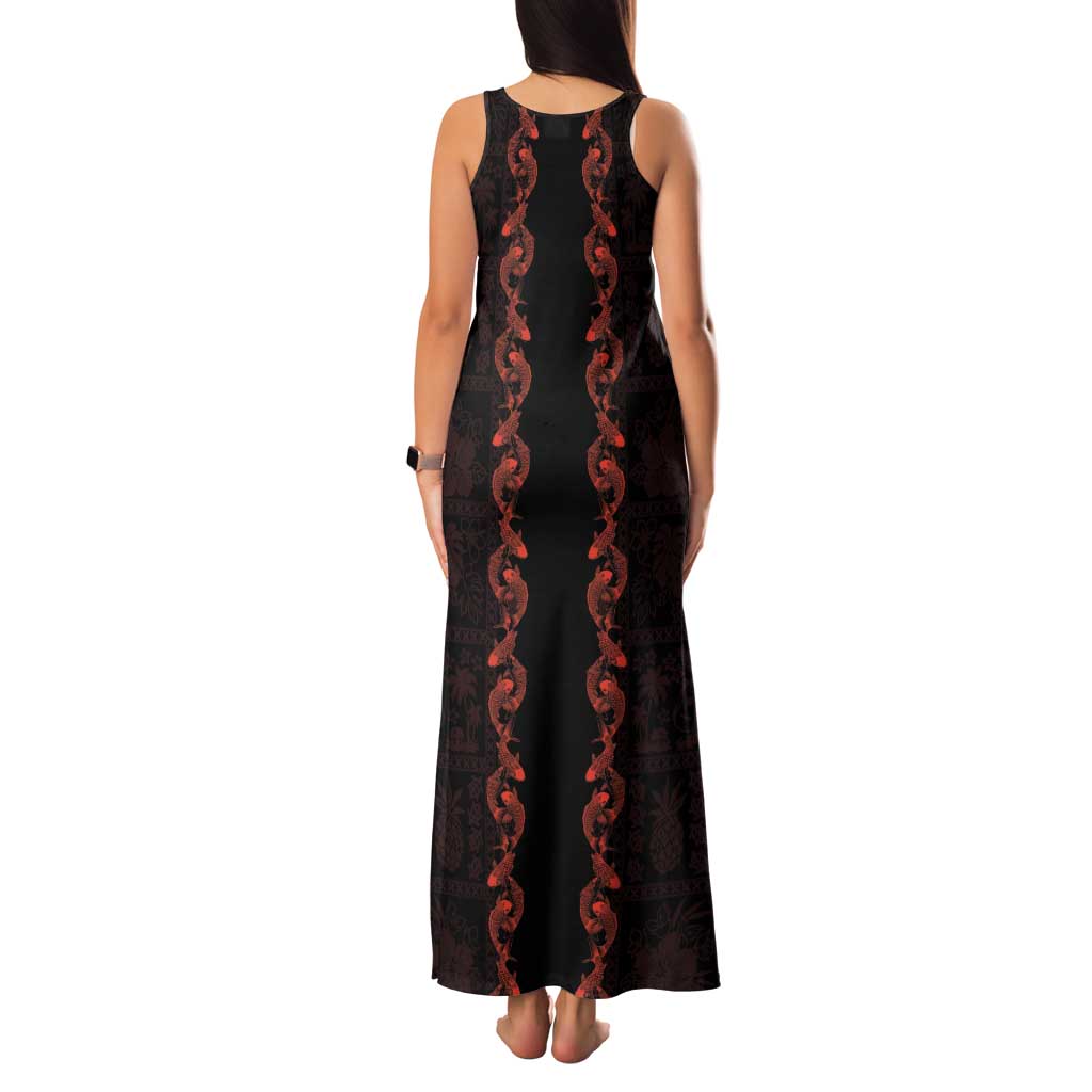 Hawaii Japan Koi Fish Red Family Matching Tank Maxi Dress and Hawaiian Shirt Tapa Pattern LT01 - Polynesian Pride