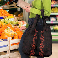 Hawaii Japan Koi Fish Red Grocery Bag Tapa Pattern - Polynesian Pride