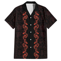 Hawaii Japan Koi Fish Red Hawaiian Shirt Tapa Pattern - Polynesian Pride