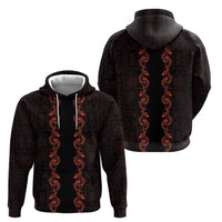 Hawaii Japan Koi Fish Red Hoodie Tapa Pattern - Polynesian Pride