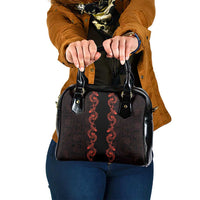 Hawaii Japan Koi Fish Red Shoulder Handbag Tapa Pattern - Polynesian Pride