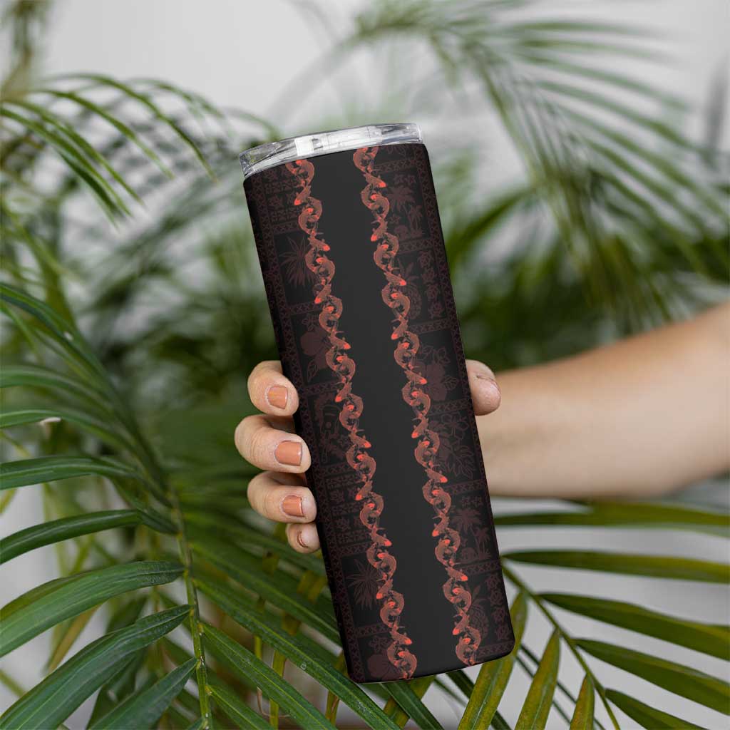 Hawaii Japan Koi Fish Red Skinny Tumbler Tapa Pattern - Polynesian Pride