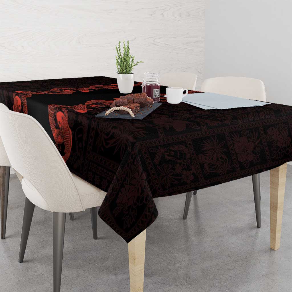Hawaii Japan Koi Fish Red Tablecloth Tapa Pattern - Polynesian Pride