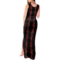 Hawaii Japan Koi Fish Red Tank Maxi Dress Tapa Pattern - Polynesian Pride