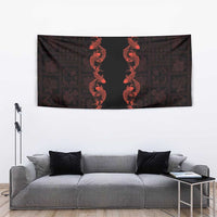 Hawaii Japan Koi Fish Red Tapestry Tapa Pattern - Polynesian Pride