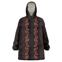 Hawaii Japan Koi Fish Red Wearable Blanket Hoodie Tapa Pattern - Polynesian Pride