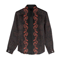 Hawaii Japan Koi Fish Red Women Casual Shirt Tapa Pattern - Polynesian Pride