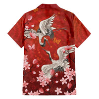 Hawaii Japan Cranes Sakura Flower Red Family Matching Mermaid Dress and Hawaiian Shirt Japan Heritage Spirit LT01 - Polynesian Pride